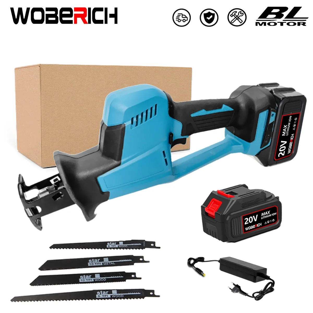 

18V Brushless Cordless Reciprocating Saw Rechargeable High PowerMeatl Wood Quick Reciprocating Saw For Makita 18V Battery