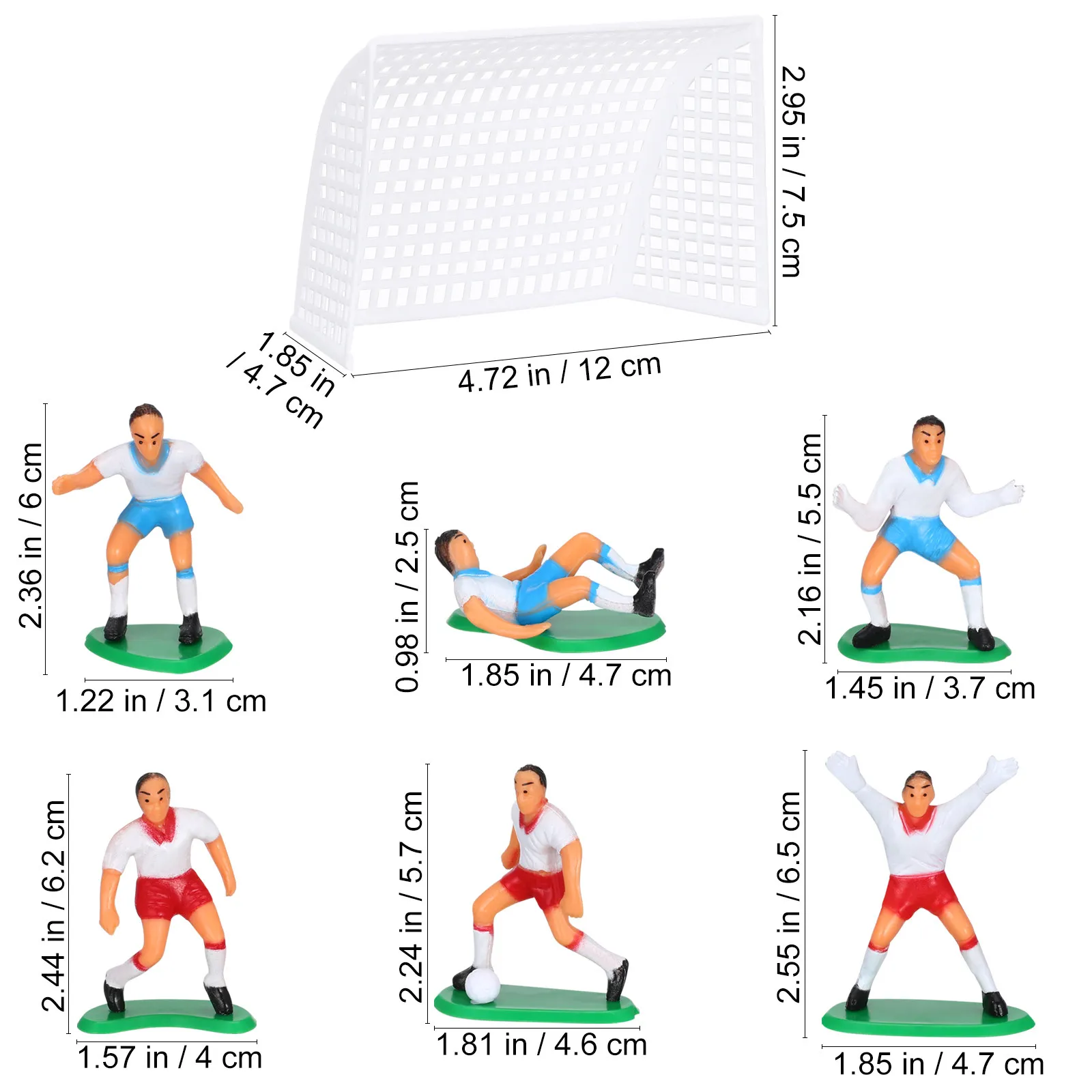 8Pcs Football Cake Topper Soccer Birthday Party Decoration Set 6 Players 2 Goals Football Fan Soccer Cake Topper