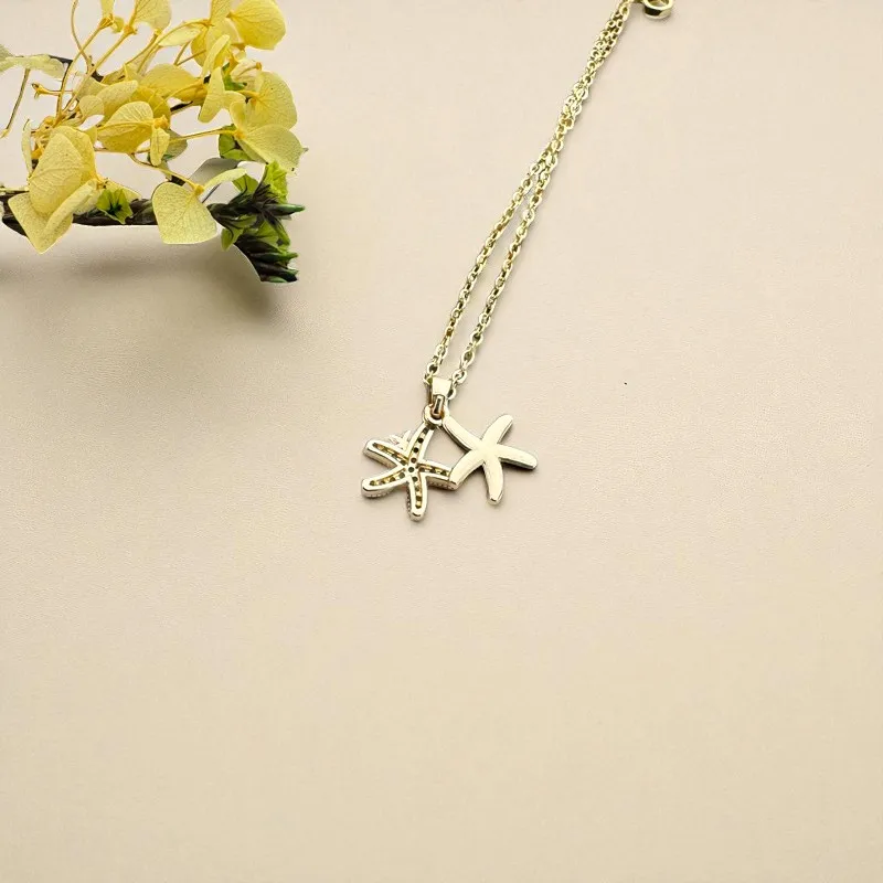 Sparkling Starfish Pendant – Gold-Plated Brass with CZ Inlay, Perfect for Ocean-Themed Jewelry DIY!