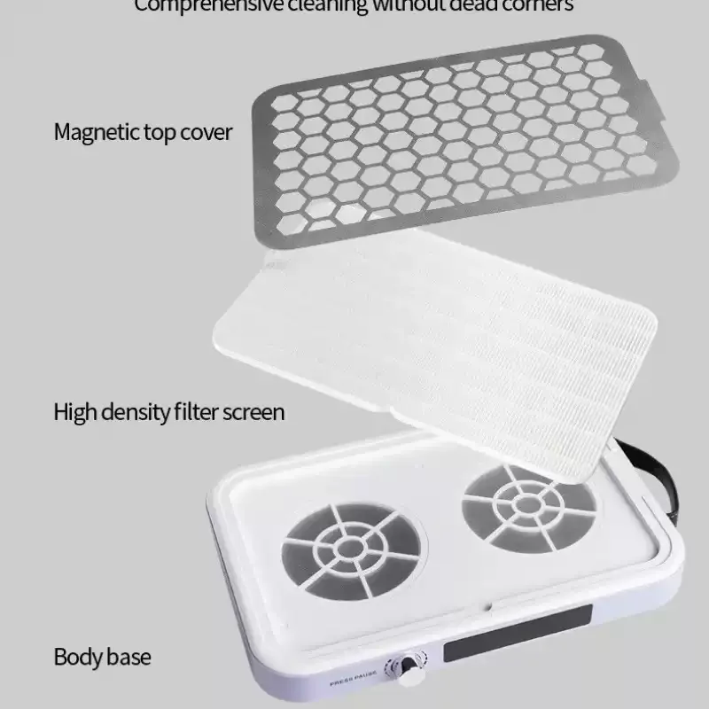 Nail Dust Remover Dual Turbine Strong Suction Nail Vacuum Cleaner for Manicure with Removable Filter Speed Adjustable