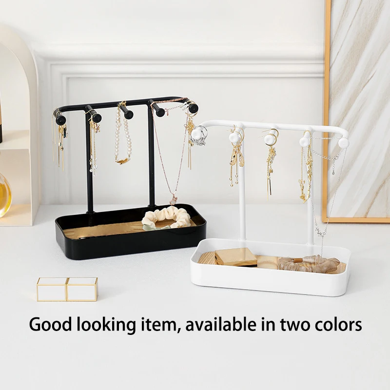 Fashion Jewelry Organizer Hanging Display For Earrings Necklaces Jewelry Storage Rack With Wooden Base Bracelet Rings Holder