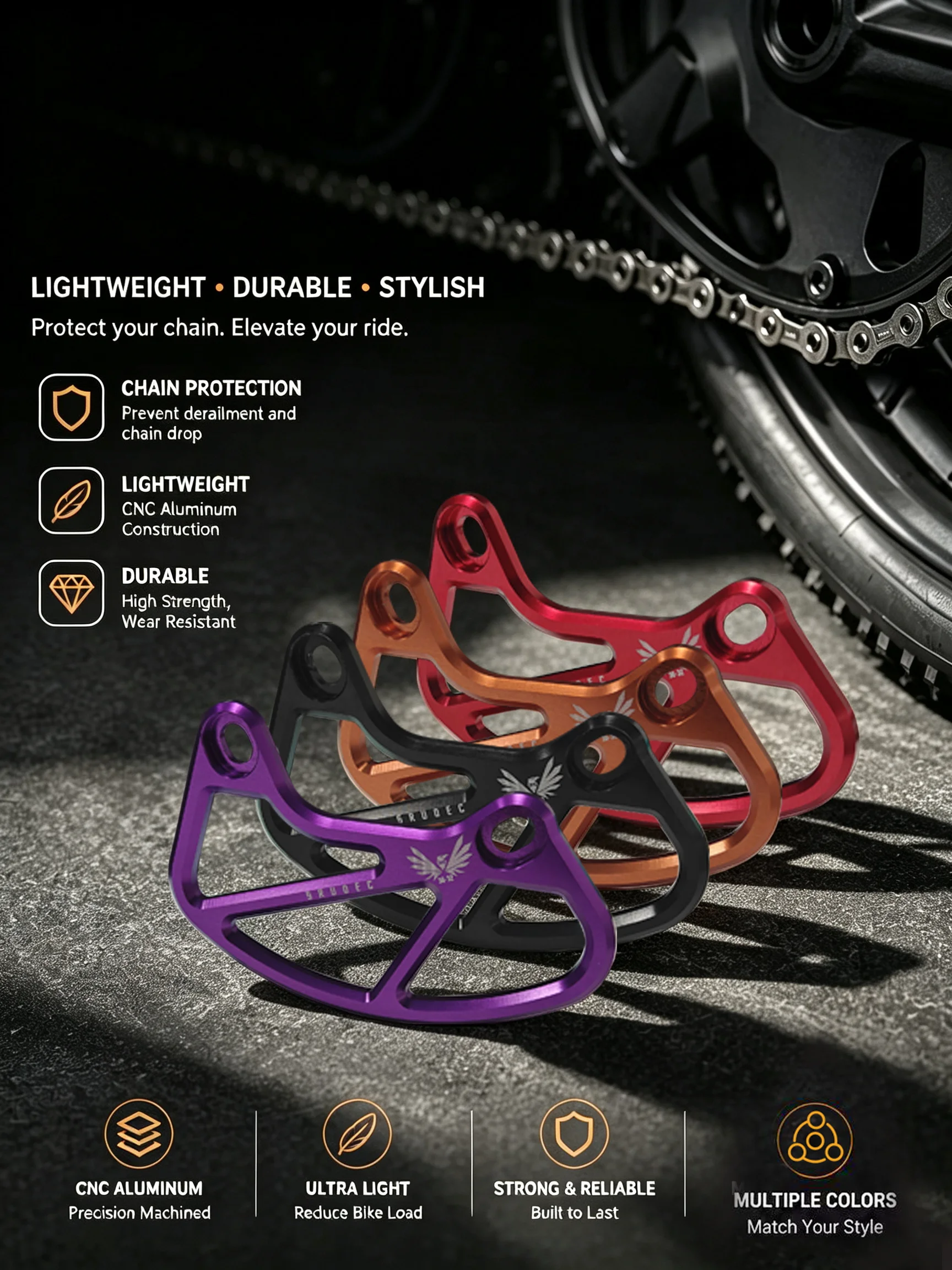 Für Fahrradkettenführung Mountainbike-Kettenstabilisator 30-32T Kettenblattschutz MTB Bash Plate SRUOEC MTB Bash Guard – Detail 1
