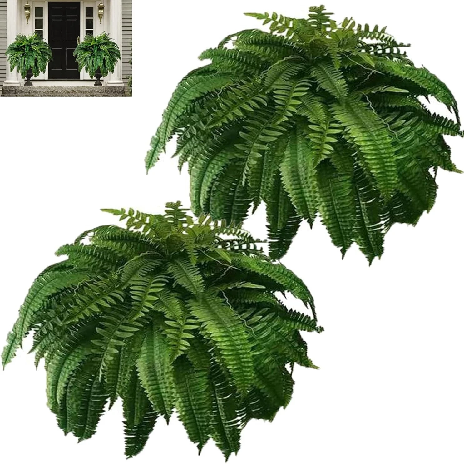 1 Stück Künstlicher Boston-Farn 60CM Kunstpflanze für Heim-Deko Garten Hochzeitsdekoration Outdoor Topfpflanze Veranda-Deko