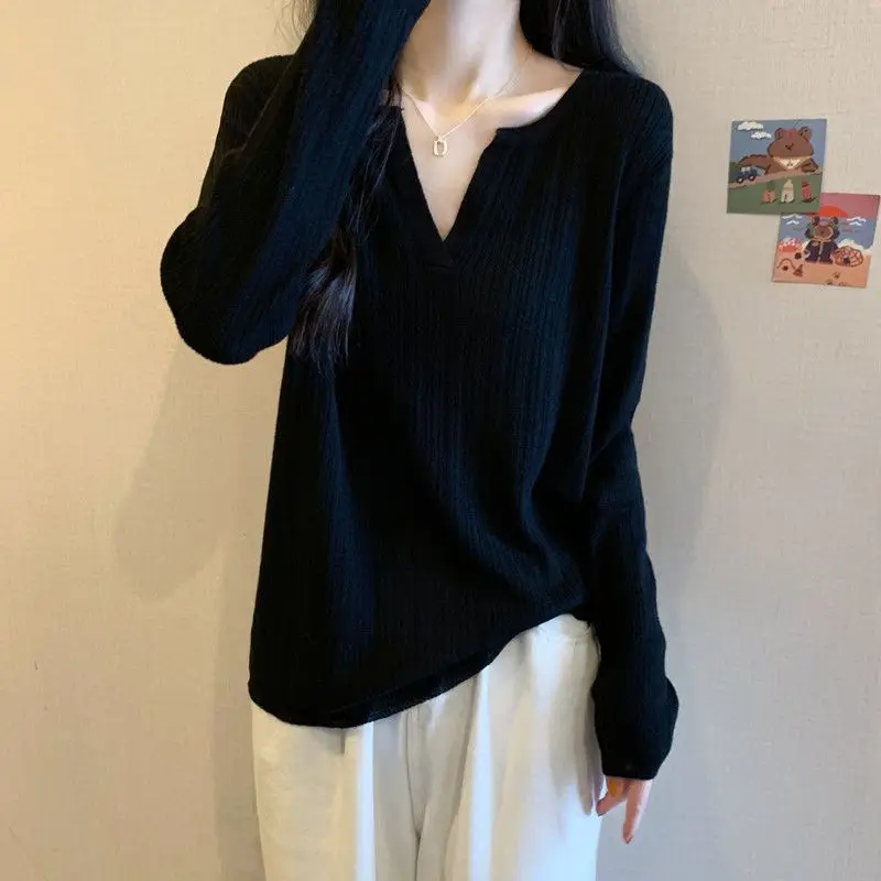 Women's Clothing Design Feels Slimming This Belly Knitted Sweater Is Simple and Age Reducing Casual Pullover Top