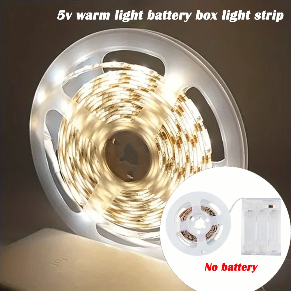 1 pc 2835 Warm White LED Strip Light, Battery Pack Powered (without Battery) Easy to install, suitable for kitchen, TV, etc.