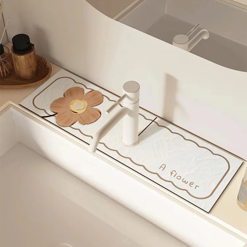 Classic Sink Faucet Drain Pad Table Mat Toilet Diatom Mud Absorbent Pad Non-slip Anti-mildew Mat for Kitchen Countertop Dining