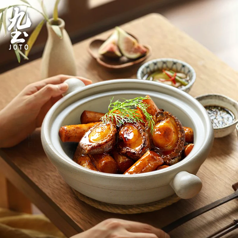 

JOTO High Temperature Resistance Japanese Style Handmade Rough Ceramic Casserole Soup Pot CJR0548