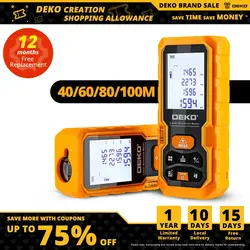 DEKO DKLD05 Handheld Laser Distance Meter 40M 60M 80M 100M Mini Laser Rangefinder Laser Tape Range Finder Diastimeter Measure