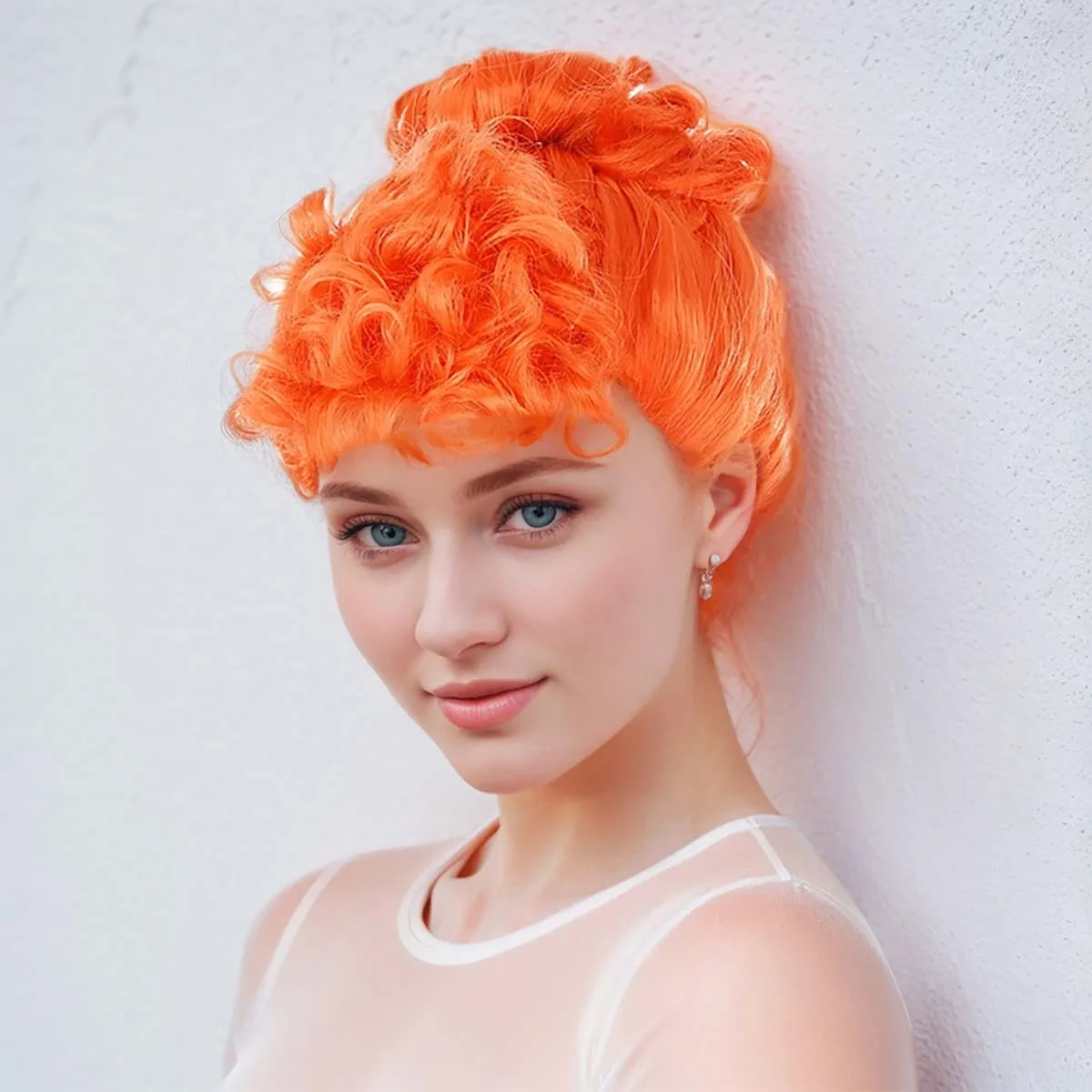 Women Cavewoman Costume Props Deluxe Wilma Flintstone Orange Hair Betty Black Wig