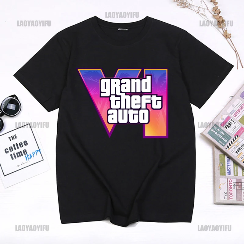 

Grand Theft Auto GTA 6 T-Shirts Game Print Streetwear Men Women Casual Fashion T Shirt Cotton Tees Tops Man Clothing