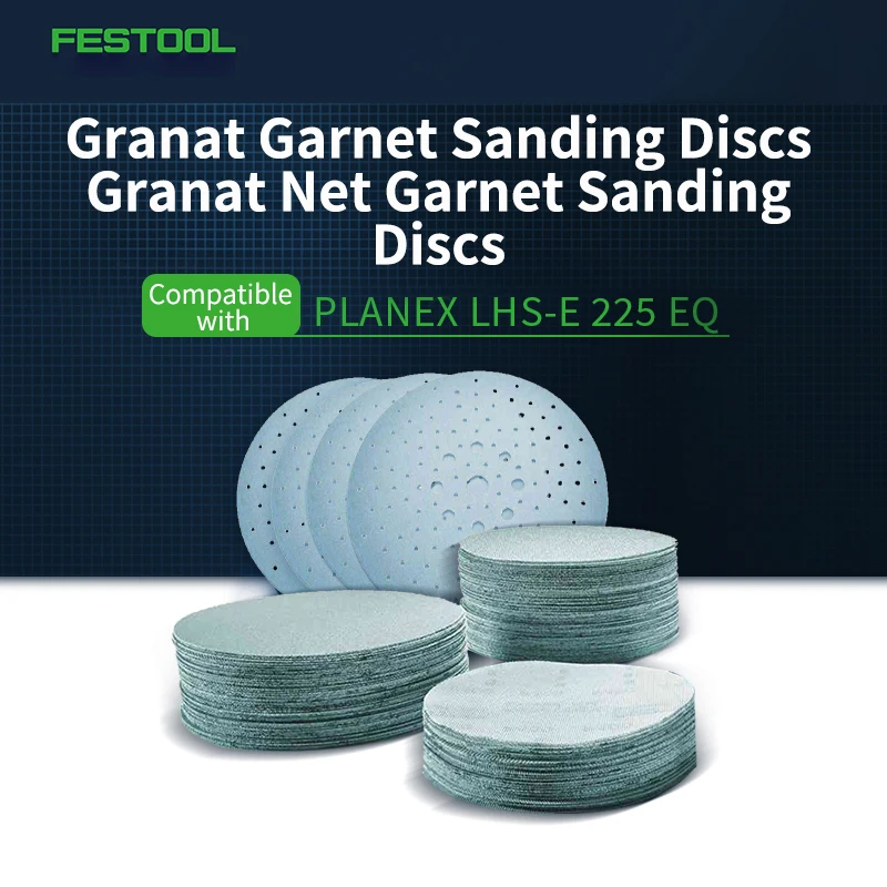 Discos de Lijado de Granate de 225 mm Compatibles con FESTOOL PLANEX LHS-E 225 EQ