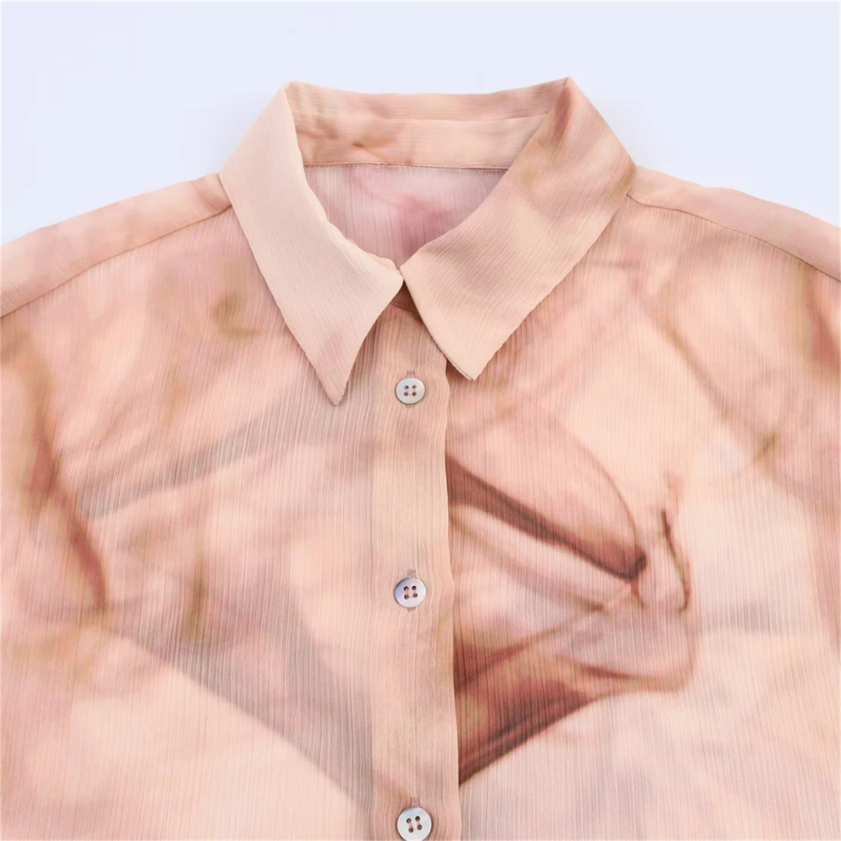 Nuova camicia stampata tie-dye da donna 2025 Abbigliamento da donna dal design monopetto elegante e versatile alla moda
