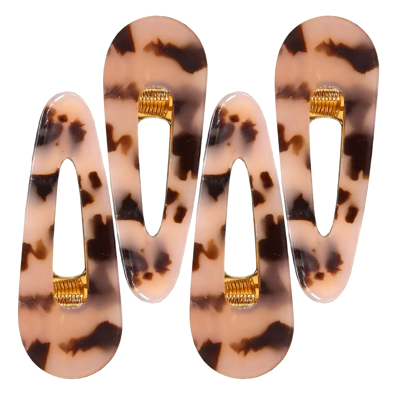 

4Pcs Amber Retro Hair Clips Tortoiseshell Pattern Water Droplets Barrettes Strong Grip Lightweight Elegant Women Hair Pins