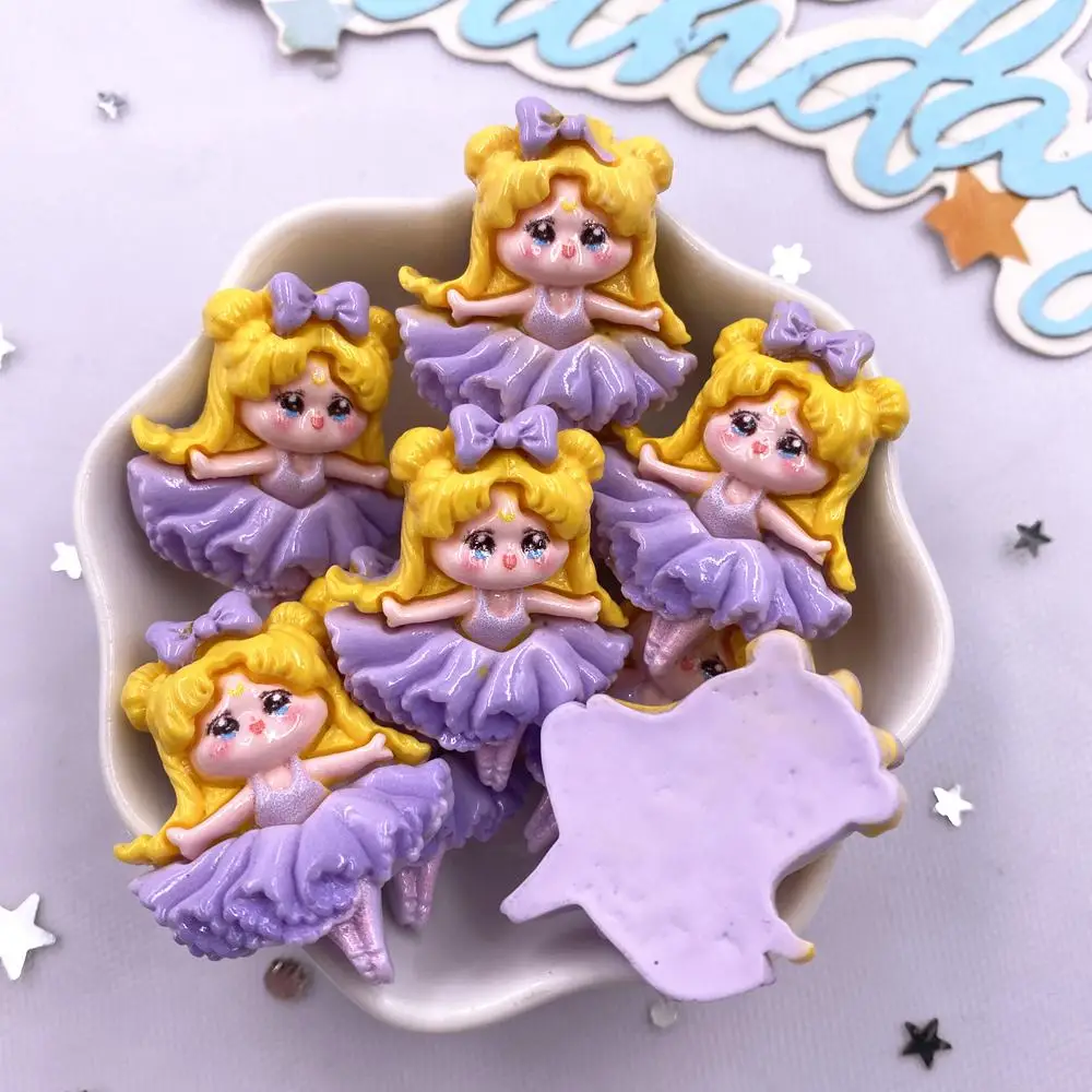 10PCS Resin Colorful 3D Cartoon Kawaii Princess Girl Flat back Stone Figurine Scrapbook DIY Jewelry Bow Decor Accessories Crafts
