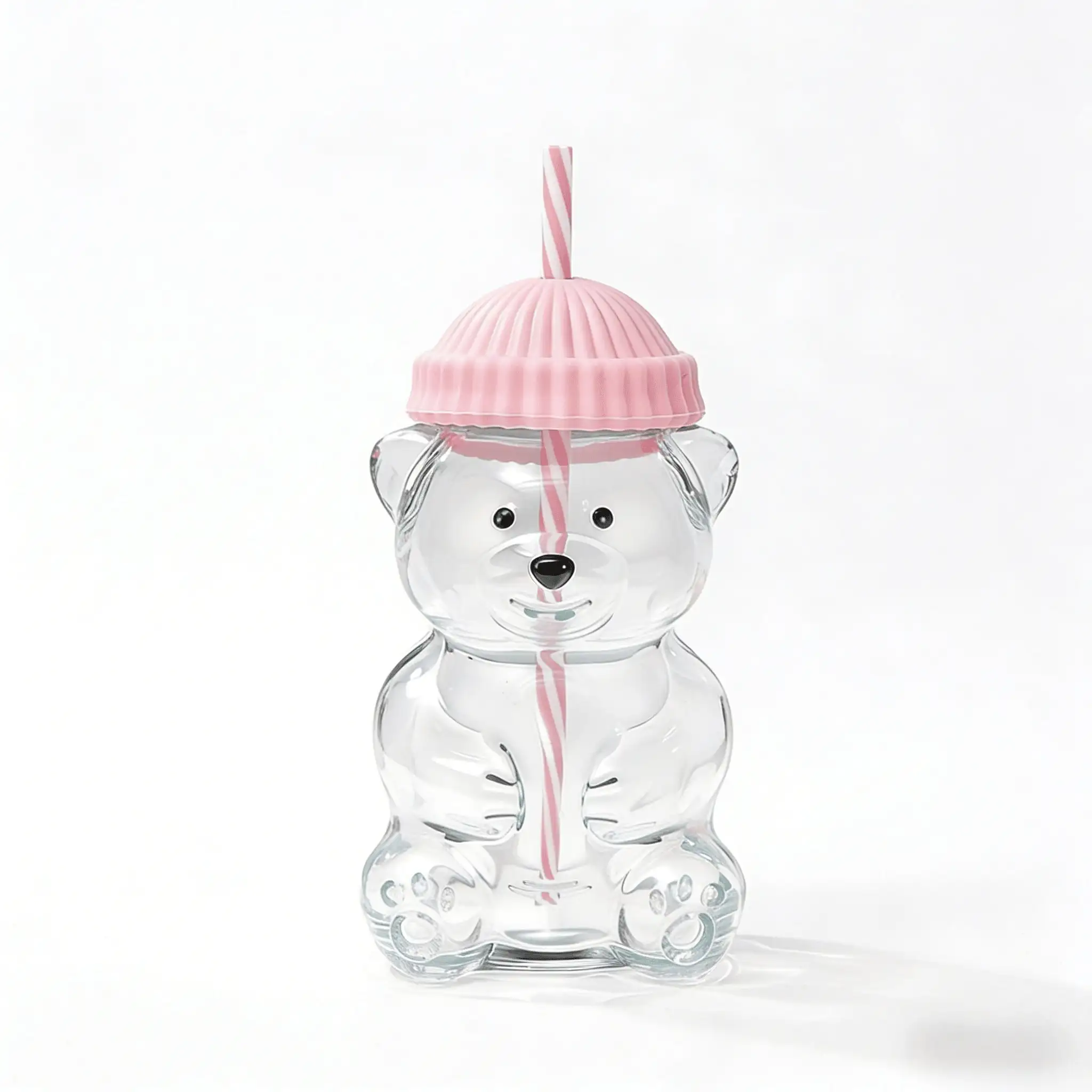 1pc Green hat teddy bear cold drink cup,fashionable hot selling cold drink cup,easy to carry,essential for home travel view 3