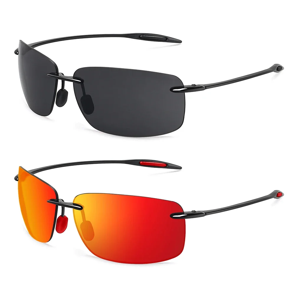 Gafas de sol deportivas clásicas sin montura para hombre y mujer, rectangulares, montura ultraligera, UV400, conducción, Golf