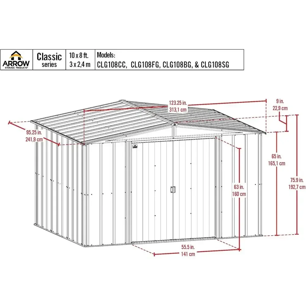 10x8 Charcoal Steel Storage Shed