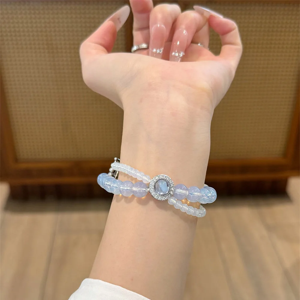 Versatile Blue Crystal Beaded Exquisite Watch Chain Suitable for Huawei GT5/GT5 Pro/GT4/GT2/3/4 22mm/20mm/18mm Straps