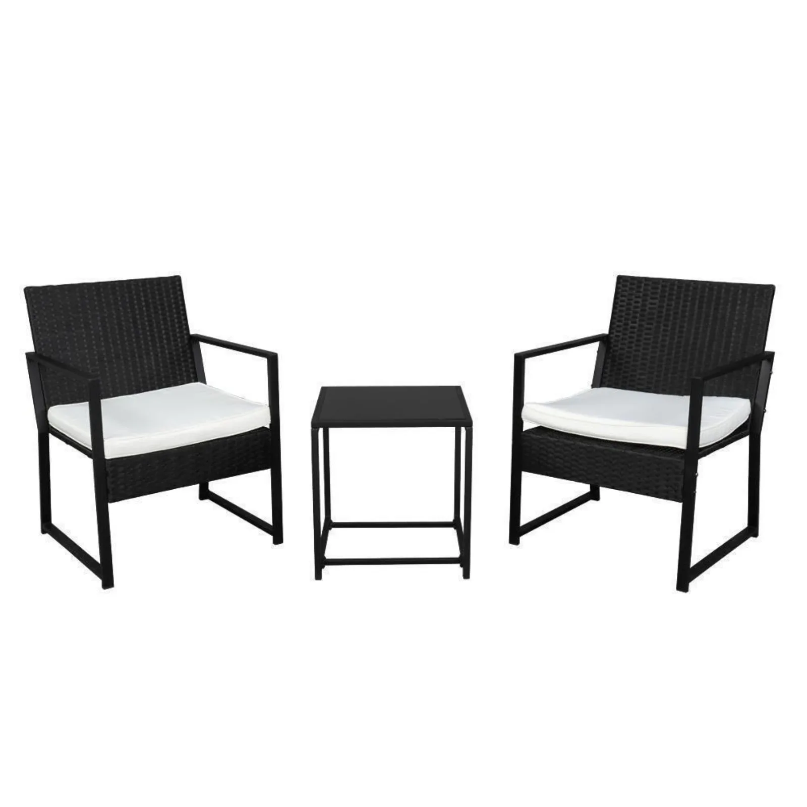 US New Patio Bistro Set 3 Pieces Outdoor Wicker Chair Patio Rattan Furniture Wicker