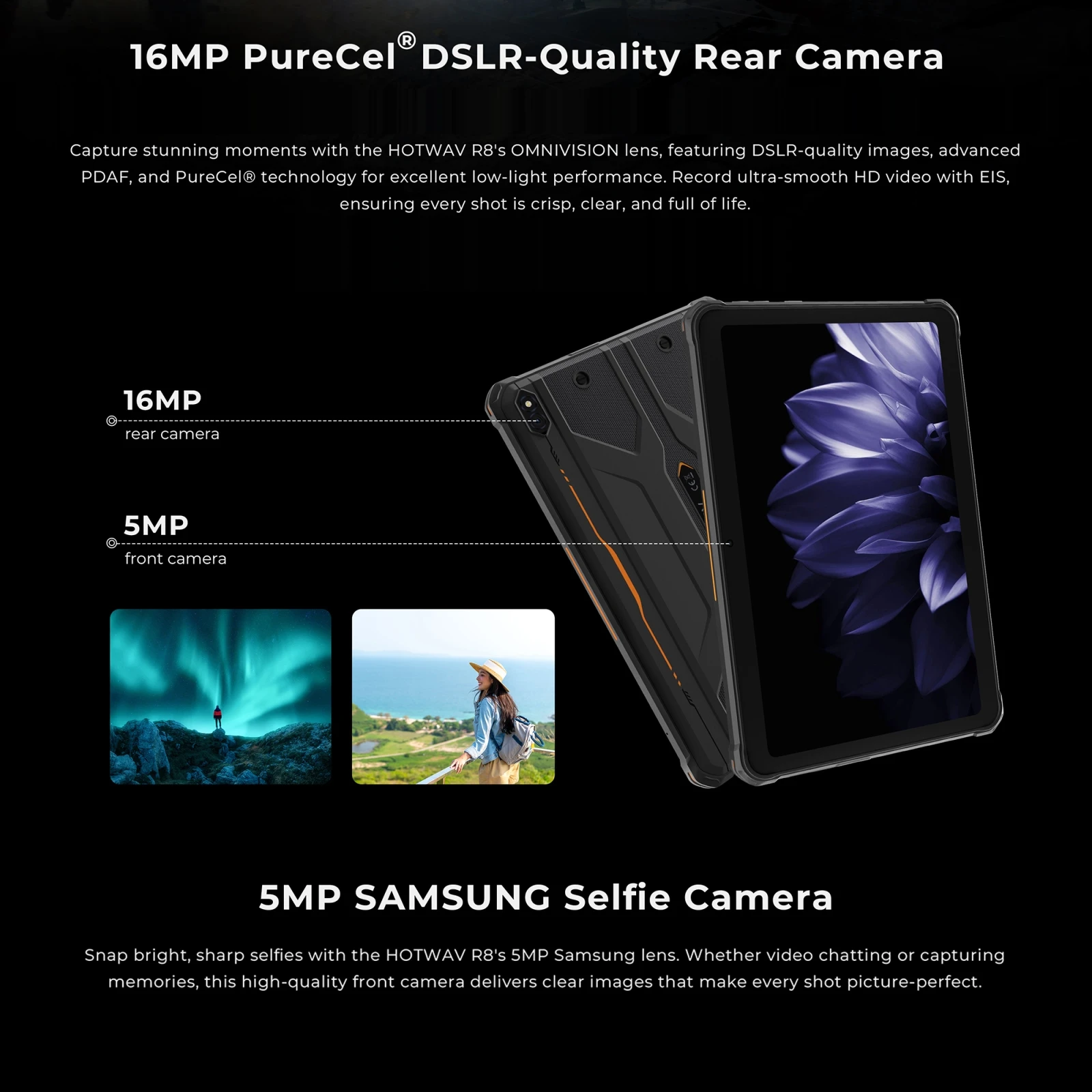 HOTWAV R8 Rugged Tablet PC 10800mAh Battery 10.1'' HD+ Display 4GB 128GB Unisoc T606 Octa Core 13MP Camera 4G Android 14 Pad