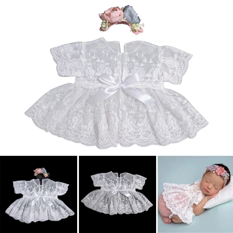 Newborn Lace Dress Beautiful Baby Lace Skirt Comfortable Great for Photography QX2D