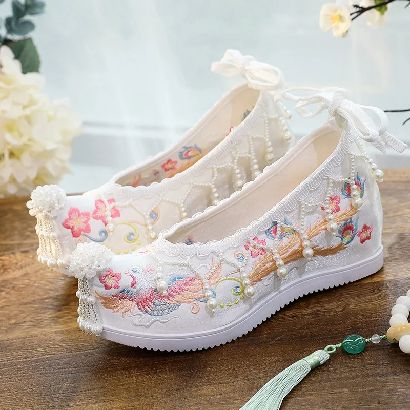 

Женские туфли в стиле Хань: антикварные, с вышивкой, с изогнутым бантом, в стиле Хань Юань Су Мин, в старинном стиле