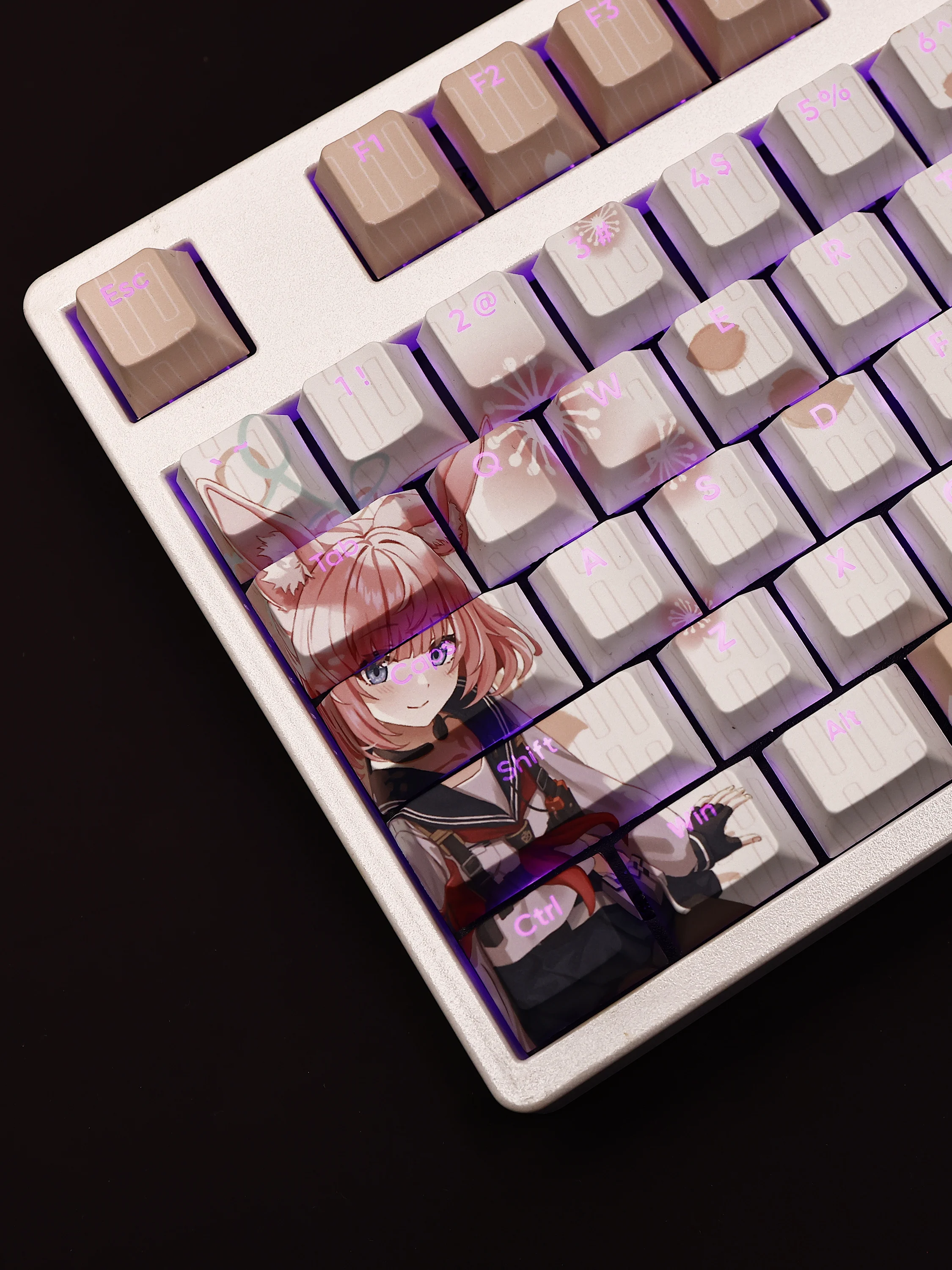 Yurizono Seia 108 Keycap Blue Archive PBT DYE Sublimation Light Transmitting Cherry Switch Cross Key Cover Mechanical Keyboard