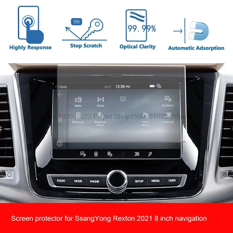 Tempered Glass Film For SsangYong Rexton 2021 Car infotainment radio Navigation Touch Screen Protector Auto Interior