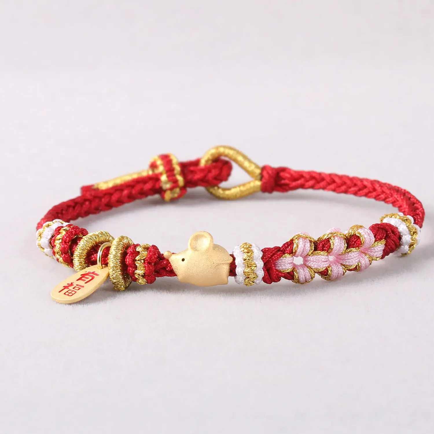 

Chinese Zodiac Bracelet S925 Sterling Silver Frosted Birthday Year Little Peach Blossom Woven Red Hand Rope Female Birthday Gift