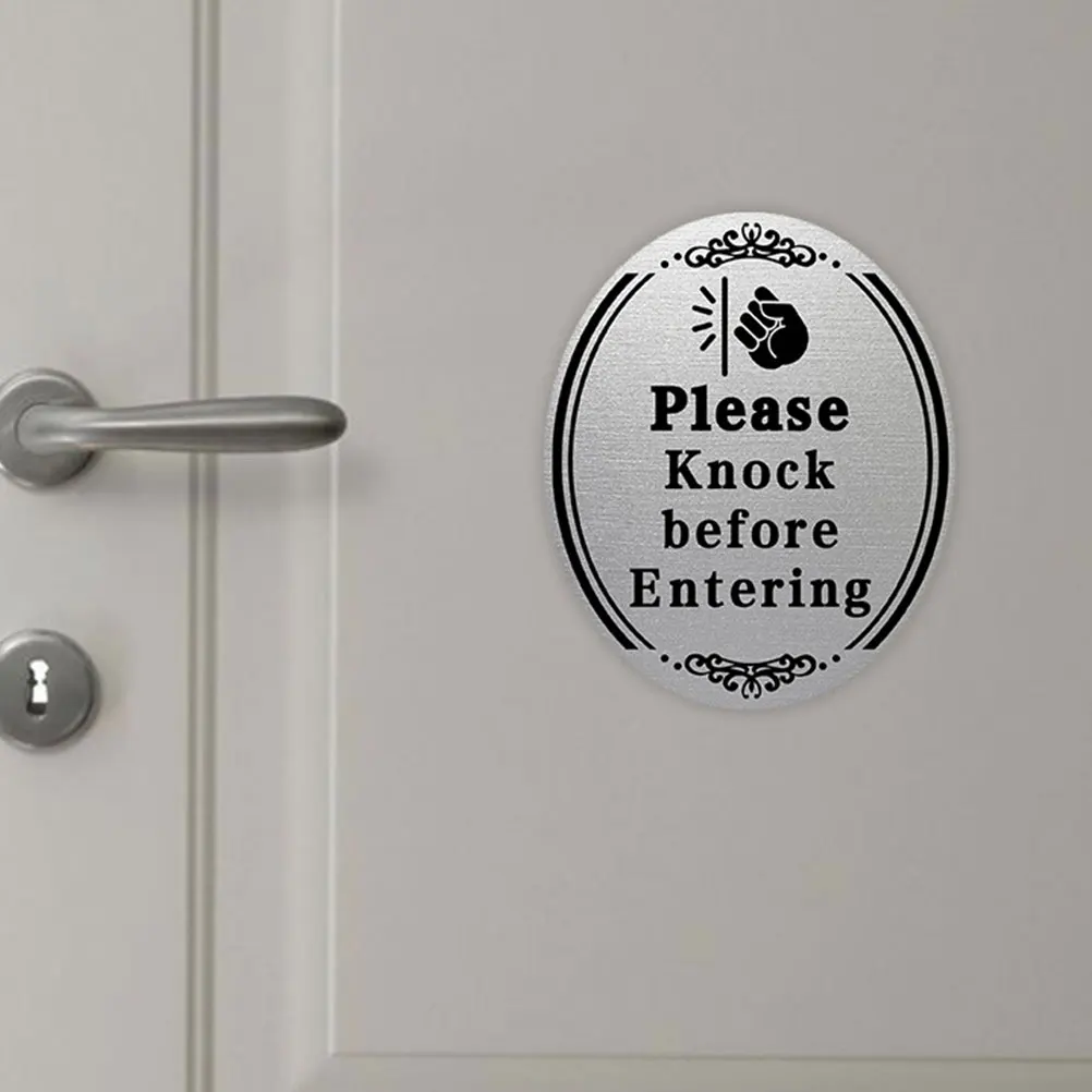 

Knock Before Entering Door Sign Stickers Waterproof Adhesive Decorative Plate for Office Classroom Entry Walls