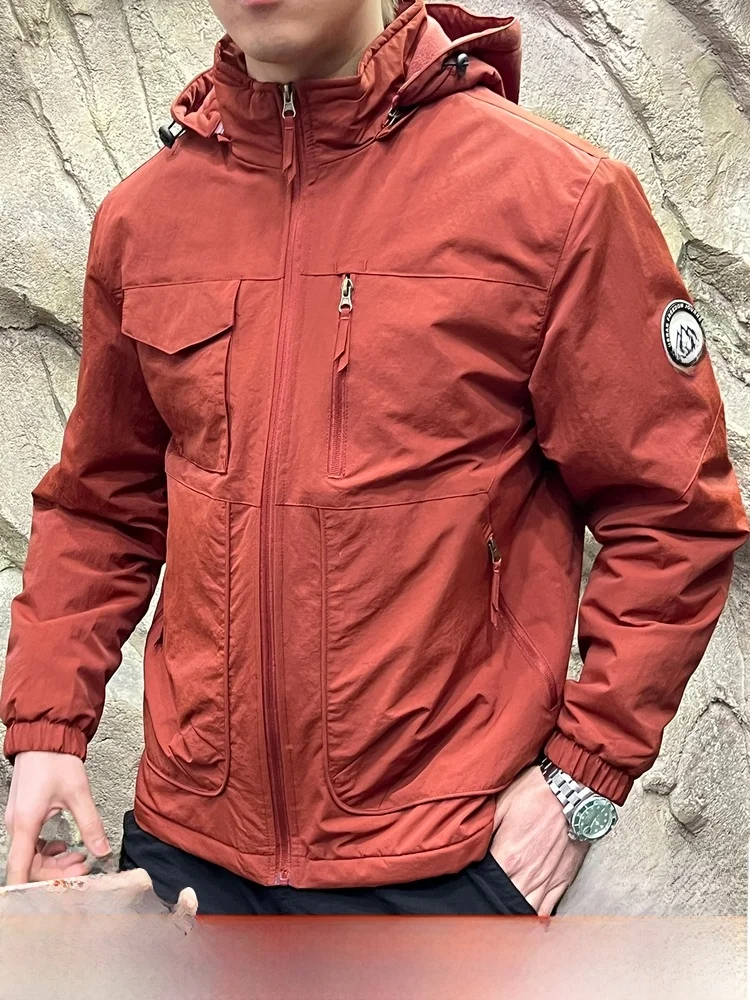 Jaket Pendaki Gunung 3D Cut Berlapis Thiened Fce, Jaket Kasual Berkerudung untuk Remaja, Model Stand Fit, Jaket Musim Dingin Lengan Panjang