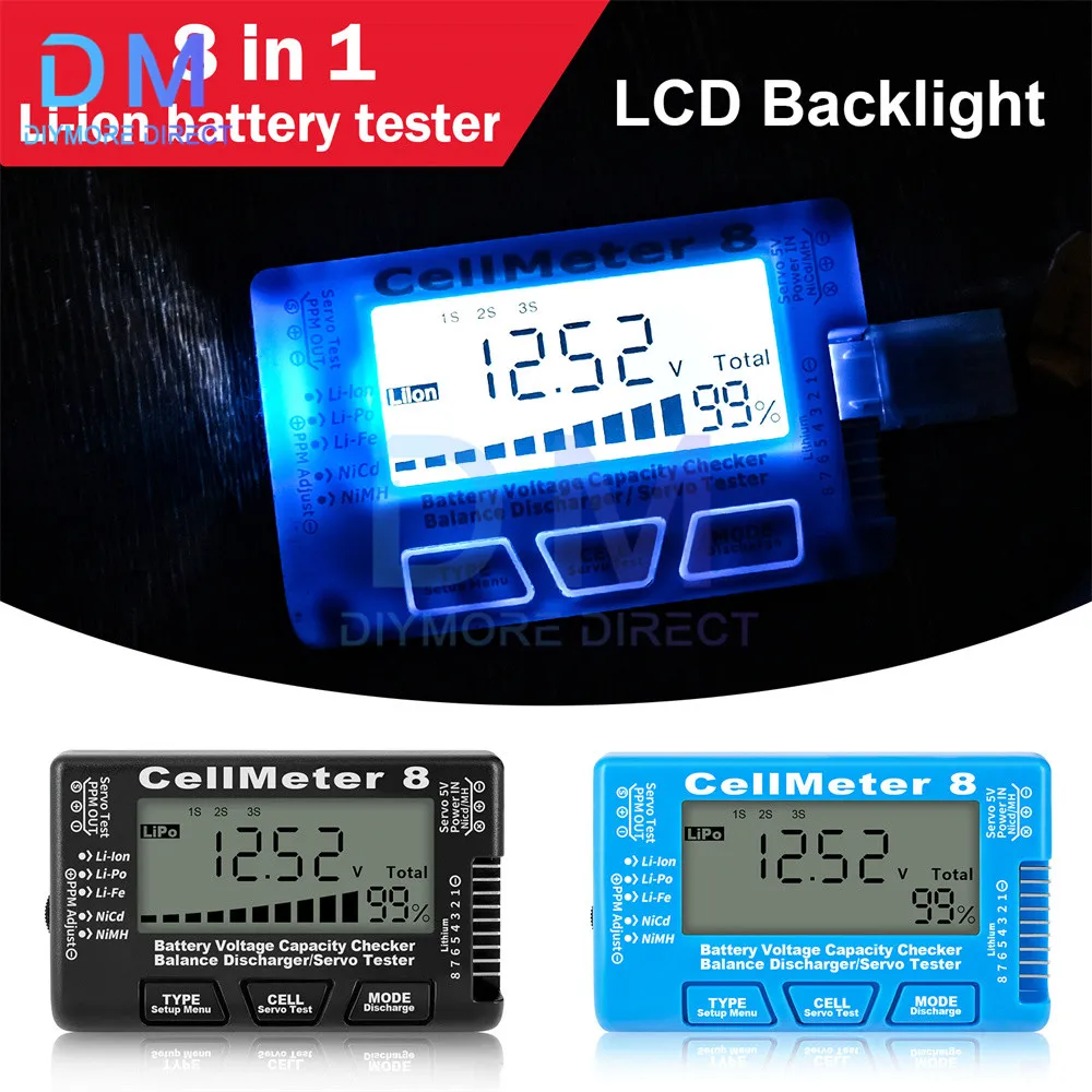 RC Cellmeter-8 1-8S Battery Capacity Voltage Test Meter LiPo li-lon NiMH