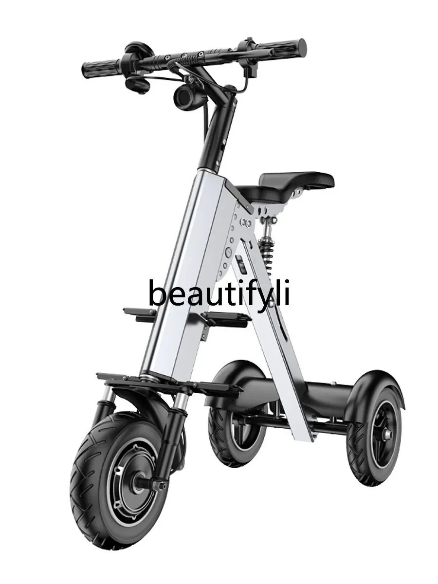 Double light folding electric car portable car small light mini three-wheeled scooter with baby