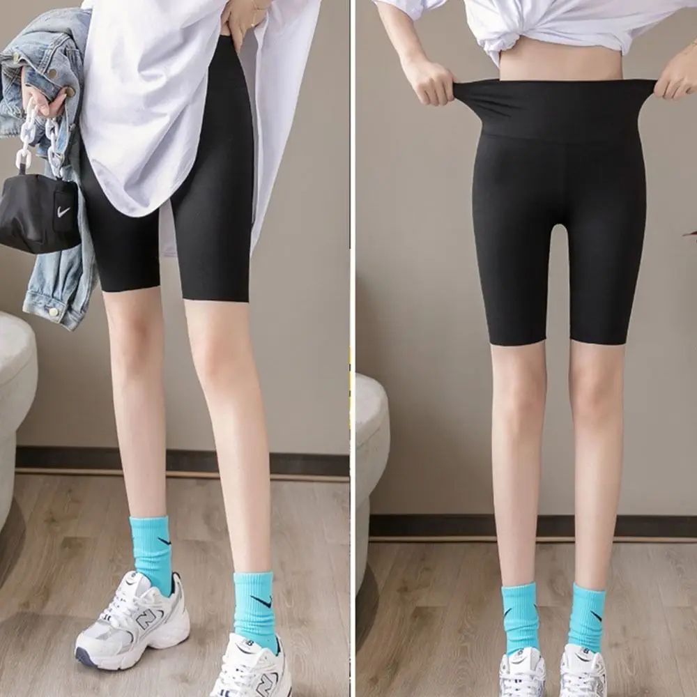 Slim Thin Safety Pants Hips Lifting High-waisted Middle Leggings Soft Tummy Control Skinny Pants Outdoor