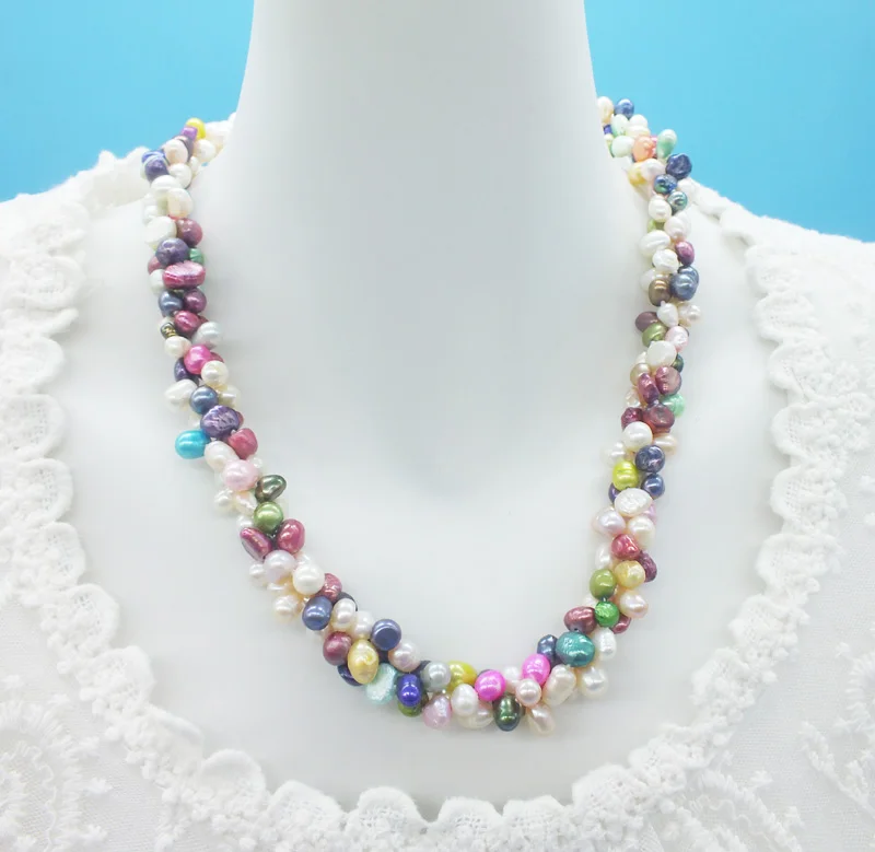 Natural mixed color pearl necklace 21