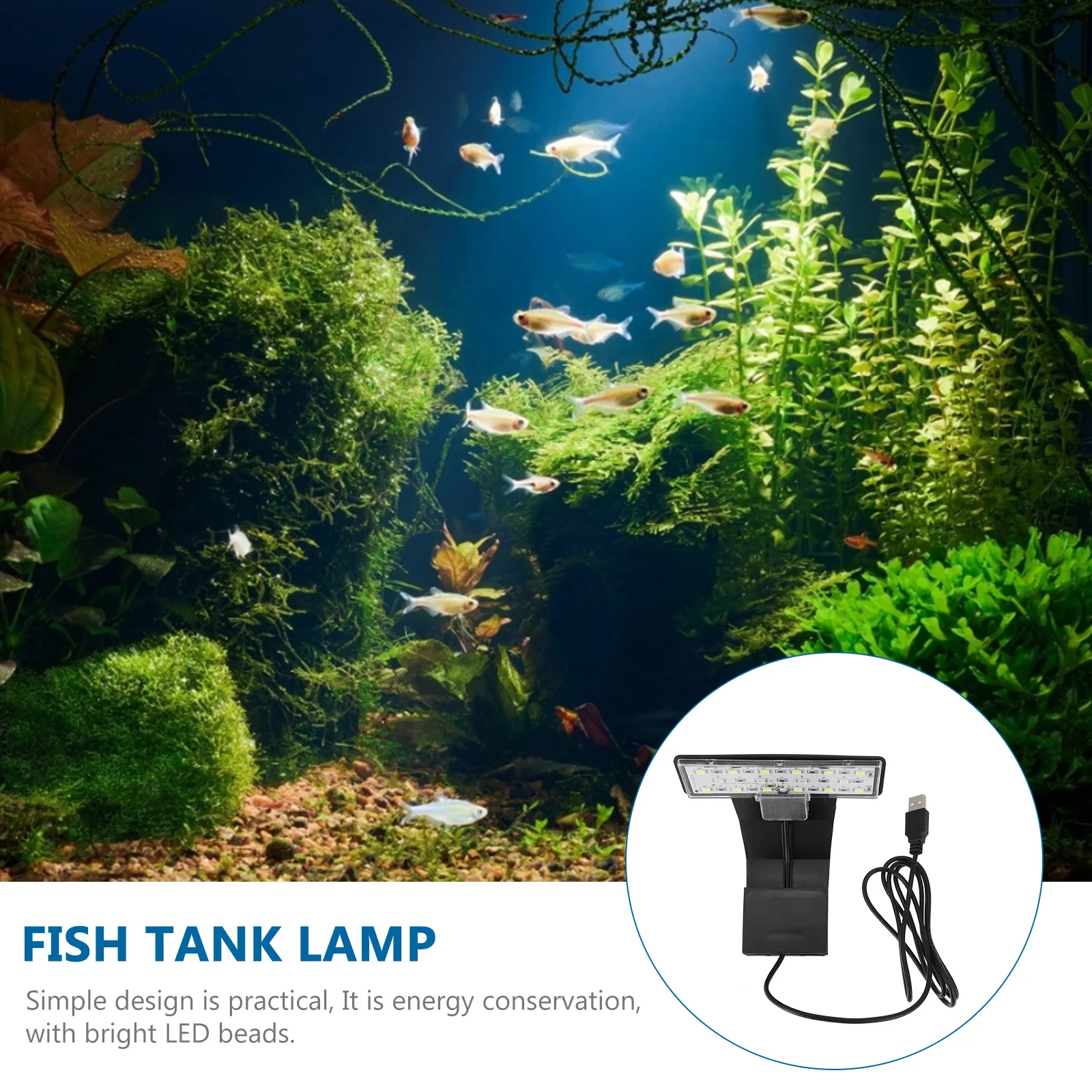Lampe LED à clipser pour Aquarium, Rechargeable par USB, étanche, éclairage d'aquarium pour plantes aquatiques et poissons