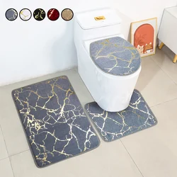 Flannel Toilet Toilet Mat Bathroom Carpet Printing Bronzing Non-slip Mat Absorbent Foot Pad Bathroom Bathroom Accessories