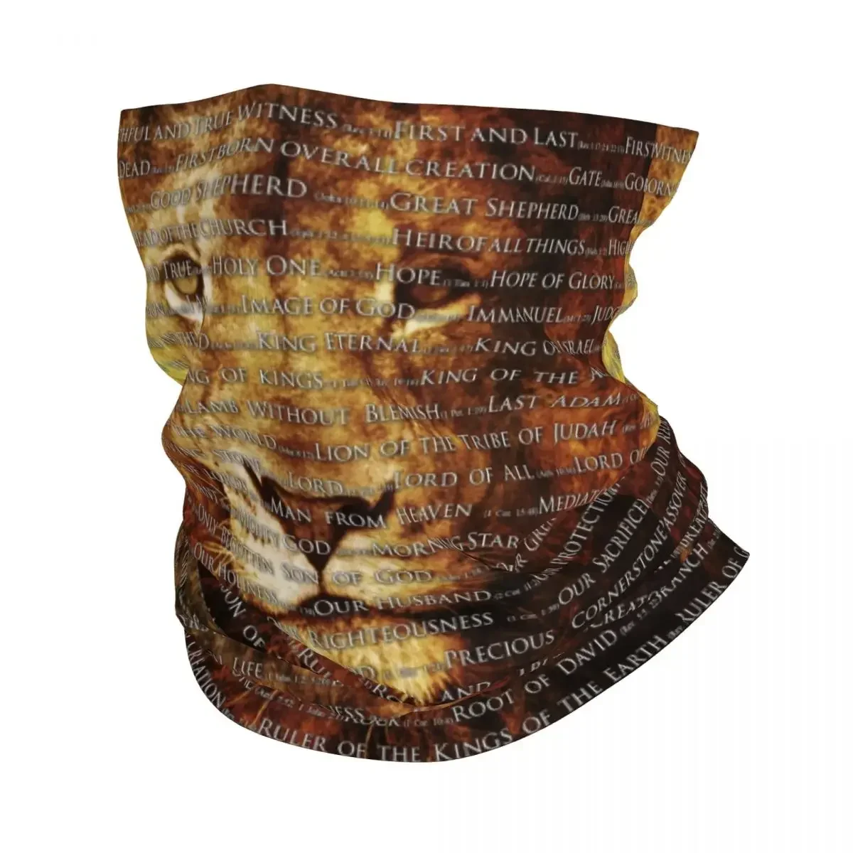 The Names Of God Lion Bandana Neck Gaiter for Ski Camping Women Men Wrap Scarf Christian Catholic Balaclava Warmer