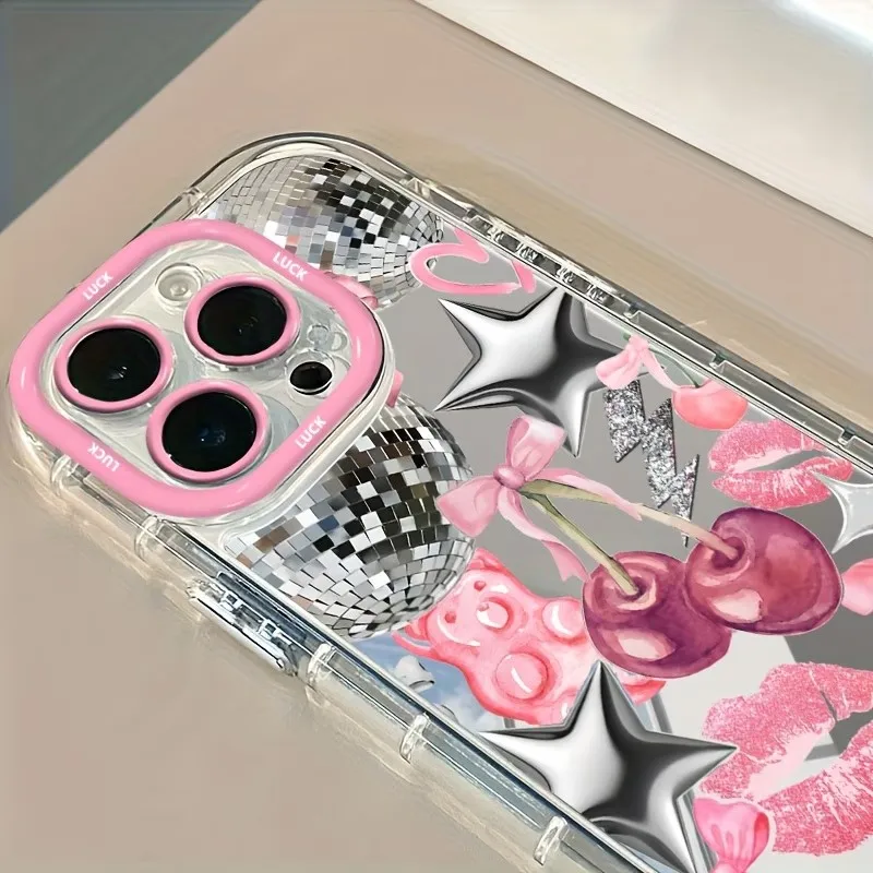 Coques de téléphone motif nœud cerise pour iPhone 17 16 12 11 X XS XR 15 14 Pro Max 13 7 8 Plus 16e 17 Pro, coque antichoc miroir