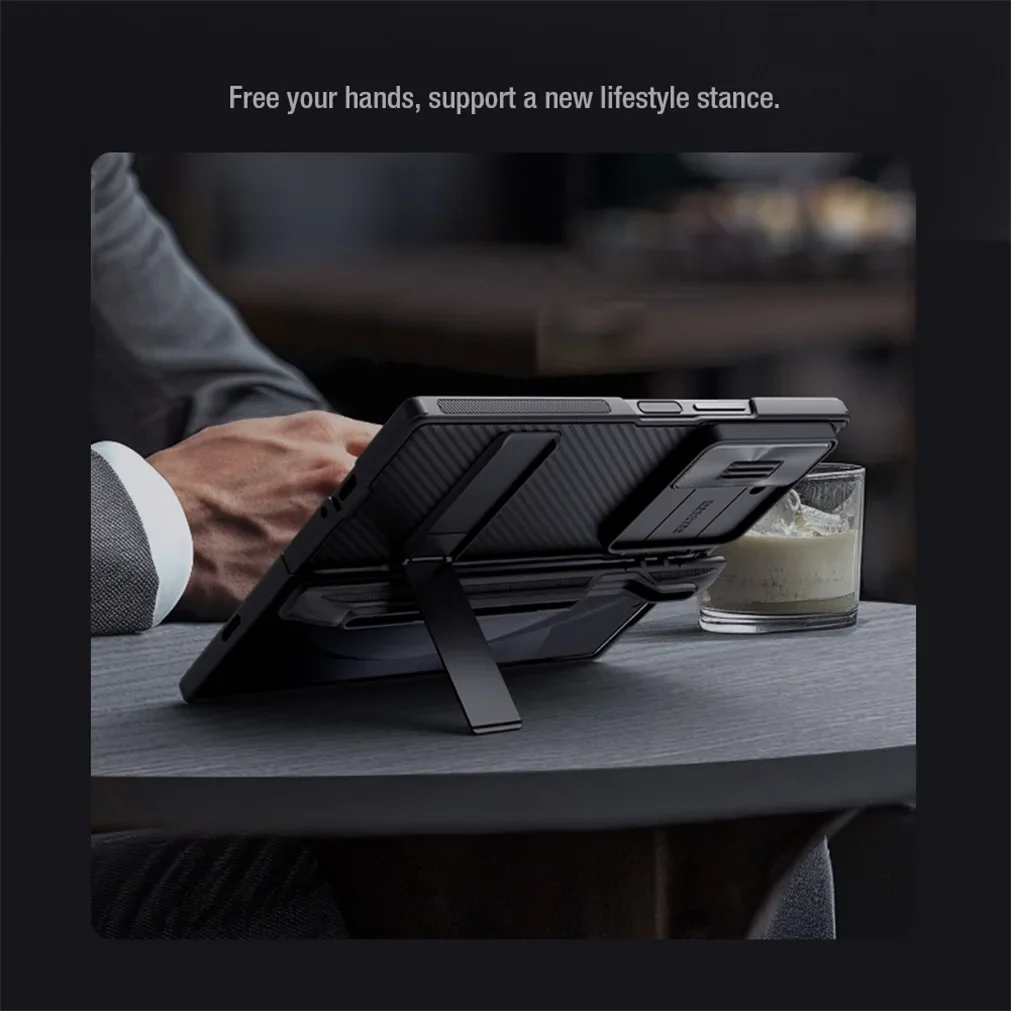 Imagem -06 - para Samsung Galaxy z Fold 5g Case Nillkin Camshield Dobrável Slide Câmera Capa para Samsung z Fold6 com Slot para Caneta e Suporte Escondido