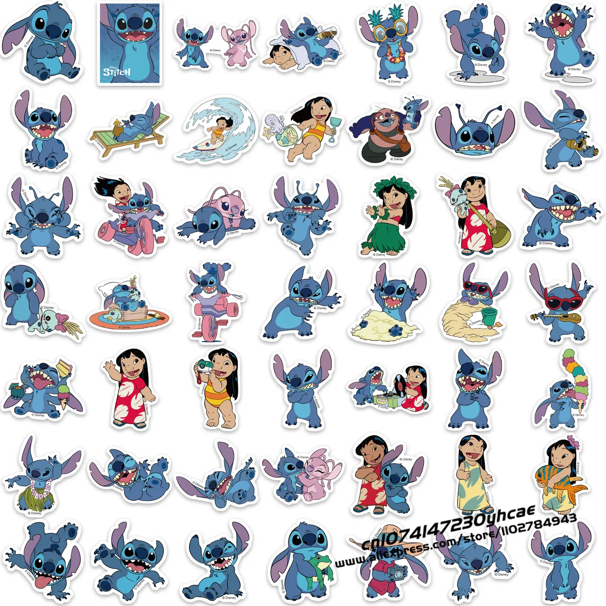 100pc Disney Stitch Stickers for Mickey Minnie Mouse Sticker Pack for Cars Bags Pegatinas Adesivo