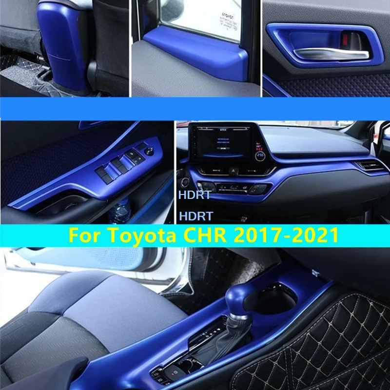 Niebieskie akcesoria ze stali nierdzewnej do Toyoty CHR 2017-2021 Wewnętrzna rama klamki drzwi / klimatyzacja Wylot wentylacyjny AC Wykończenie pokrywy