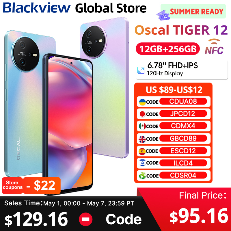  Blackview OSCAL TIGER 12 Smartphone NFC 6.78'' FHD+ IPS 2.4K 120Hz Display 12GB 256GB 64MP Camera 5000mAh Battery cellphone 
