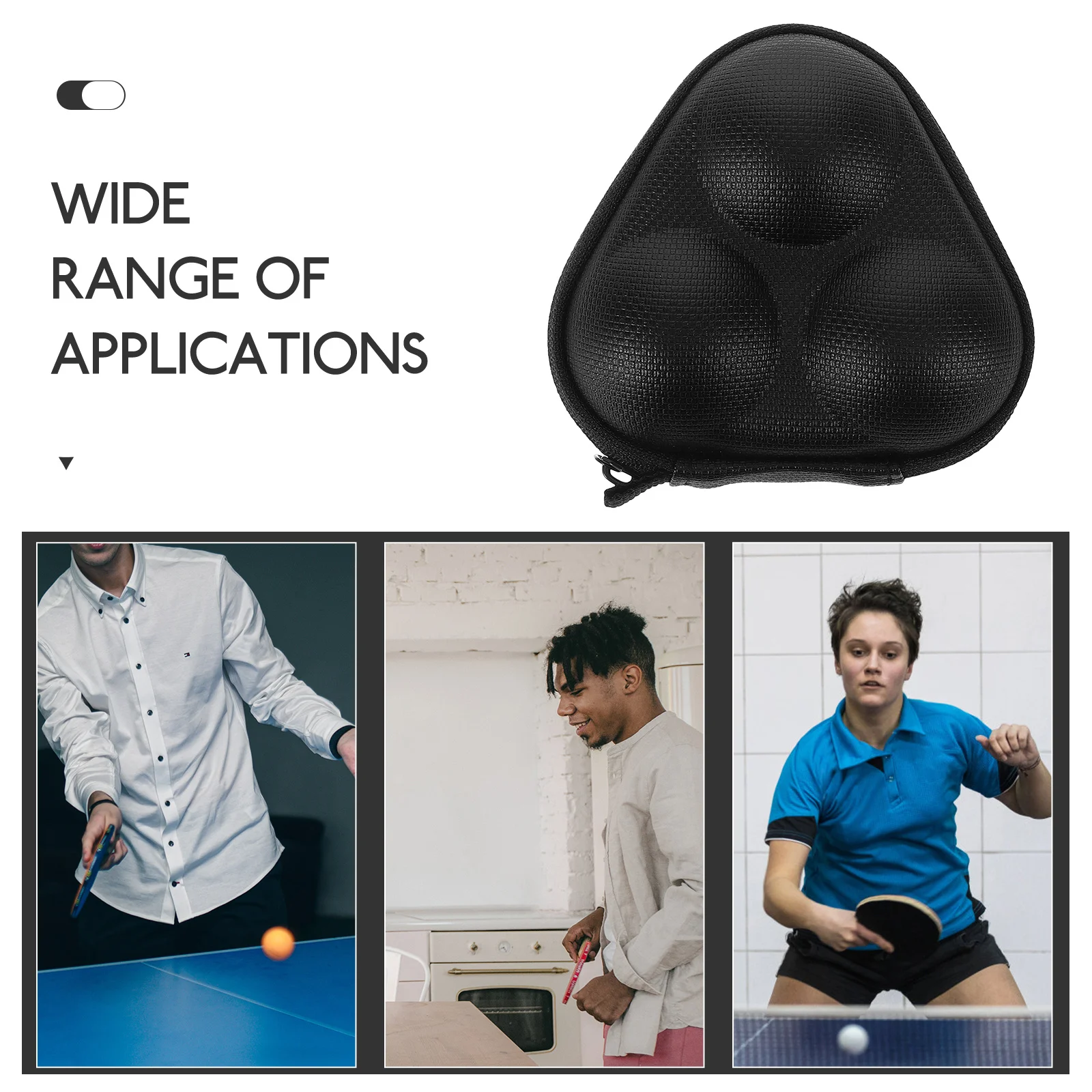 حقيبة إيفا ثلاثية التخزين مكونة من 3 كرات بونج وخفيفة الوزن لملحقات تنس الطاولة الداخلية والخارجية باللون الأسود