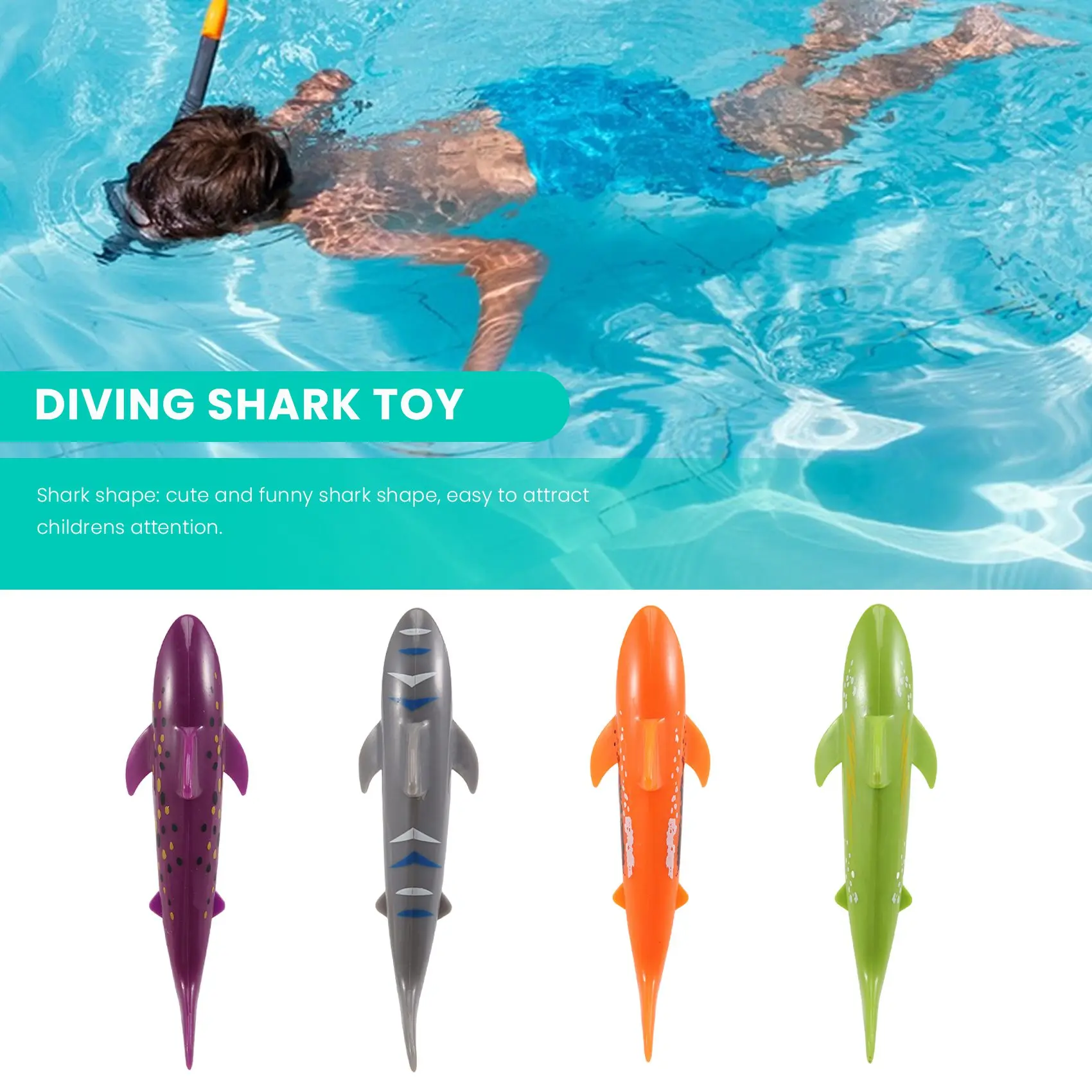 4 PCS Children's Swimming Toy Shark Shape Dive Toy Water Game Toy Game Diving Toy Pool Glide Shark Throw Torpedo ToyJAS