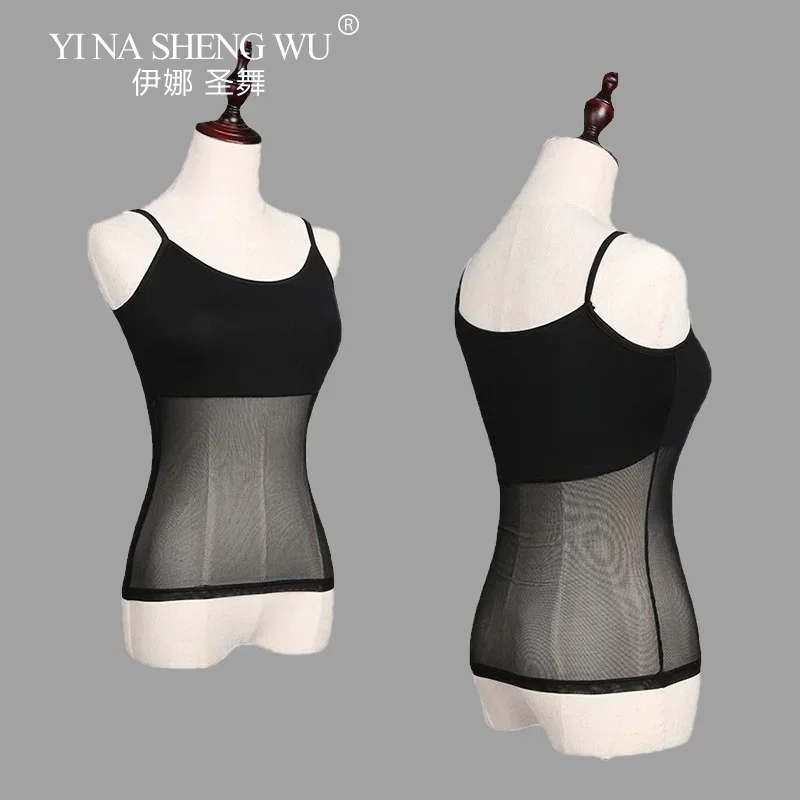 เสื้อเต้นลาตินผู้หญิง ผ้าตาข่ายซีทรู บอดี้สูท เสื้อกล้าม ผ้าโปร่ง แขนกุด เสื้อเต้นลาติน ชุดเต้นบัลเลต์ เสื้อซ้อม