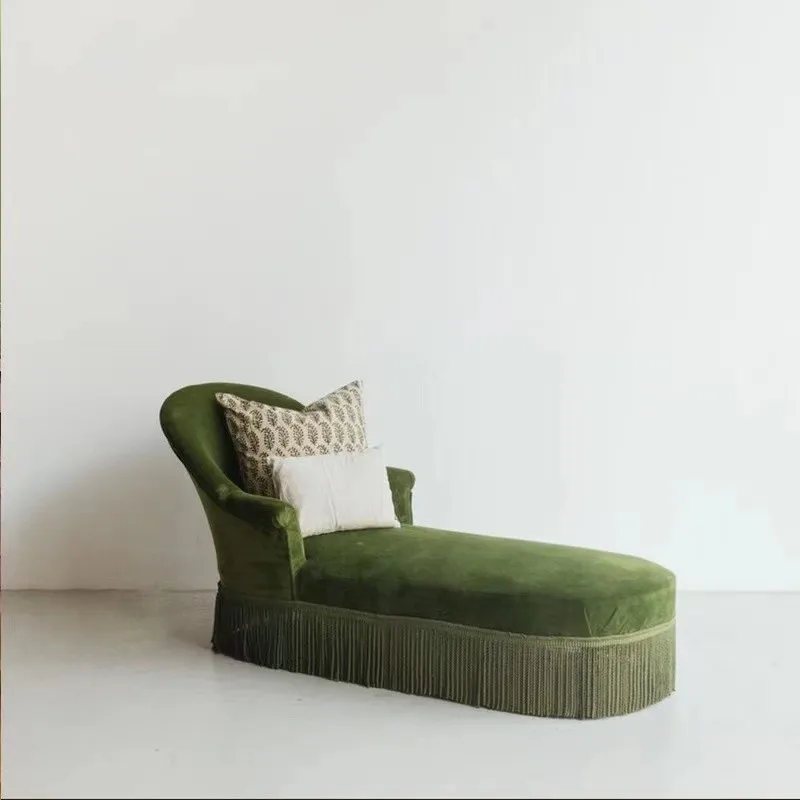 Olive green nostalgic fabric living room bedroom leisure princess reclining chair beauty