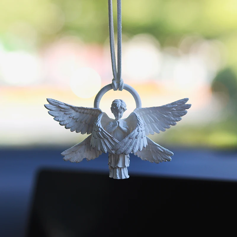 Lucky Angel Car Rearview Mirror Pendant Auto Interior Decoration Mini Resin Angel Hanging Ornaments for Gifts Car Accessories