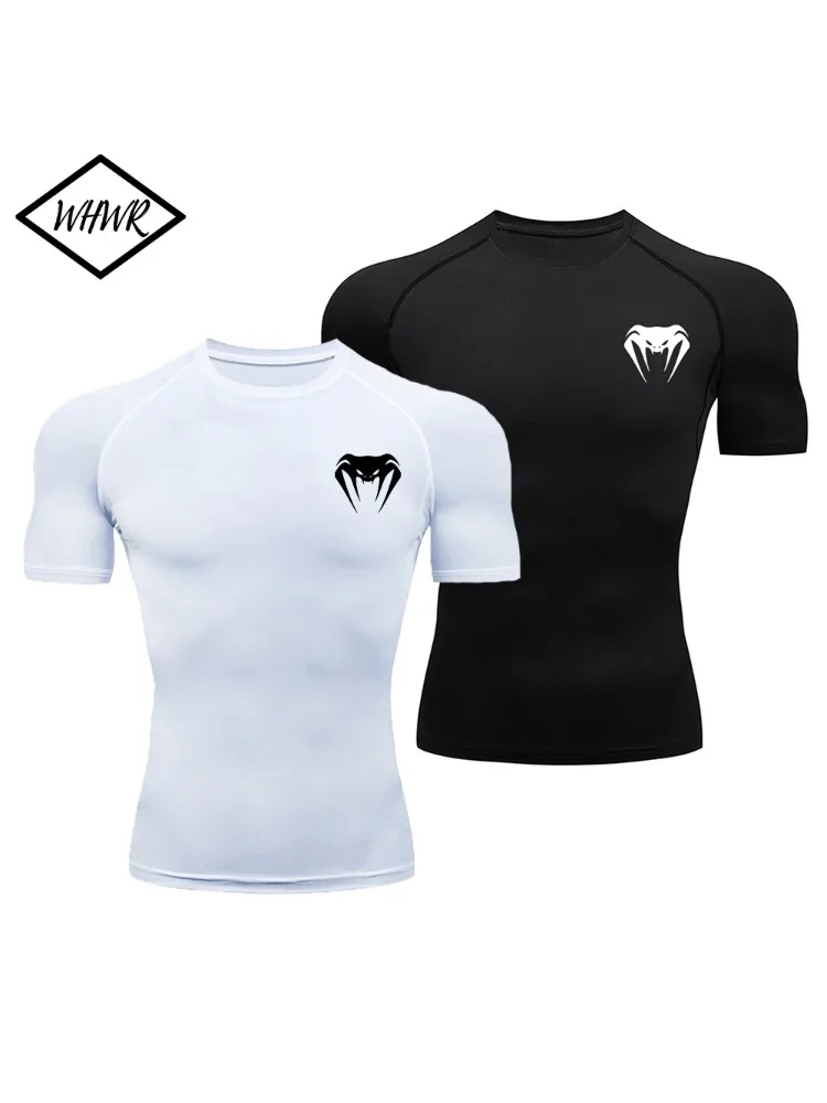 T-Shirt de Compression hommes vêtements de Sport de musculation à manches courtes chemises d'entraînement à séchage rapide hauts de Sport T-shirt de course de gymnastique hommes