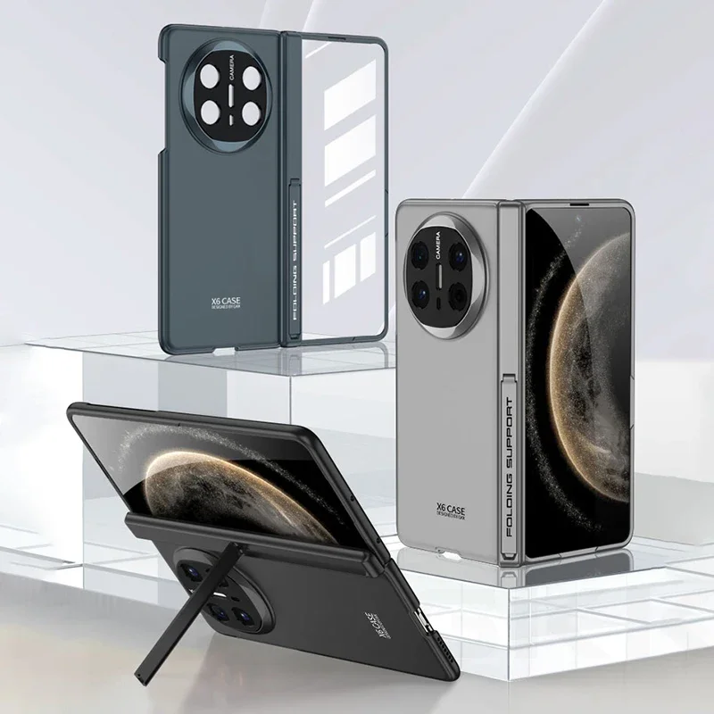 Magnetyczny stojak z zawiasem, plastikowe etui do Huawei Mate X6, zewnętrzne szkło ekranu, ochrona aparatu, matowa osłona do Huawei Mate X6.